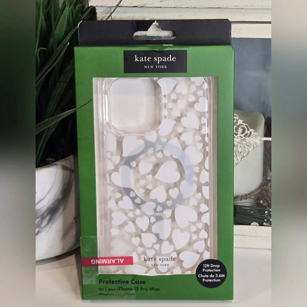 Kate Spade White Heart iPhone 15 Pro Max Case